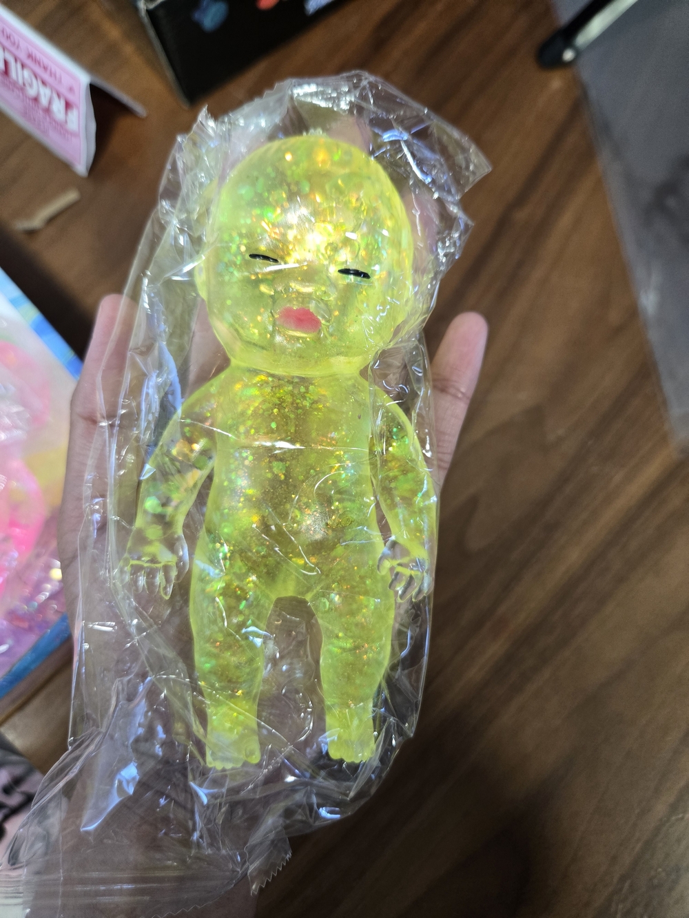 Yellow Glitter Baby Doll Squishy Toy - Kids Toys